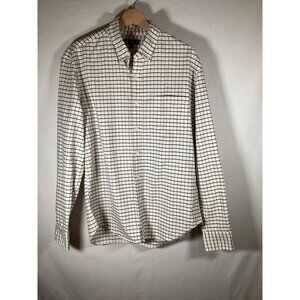 J.Crew Mercantile Flex Men's Navy/White Plaid Flannel Button Front Shirt Size L